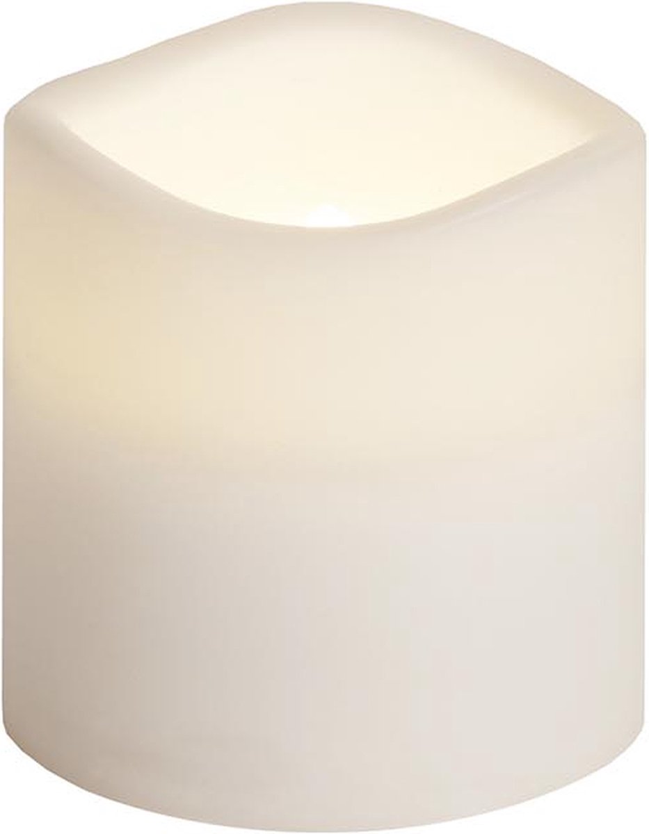 Star Trading Kaars Paul, zuilkaars, wit, LED, timer, warm wit, voor buiten, 7,5 cm