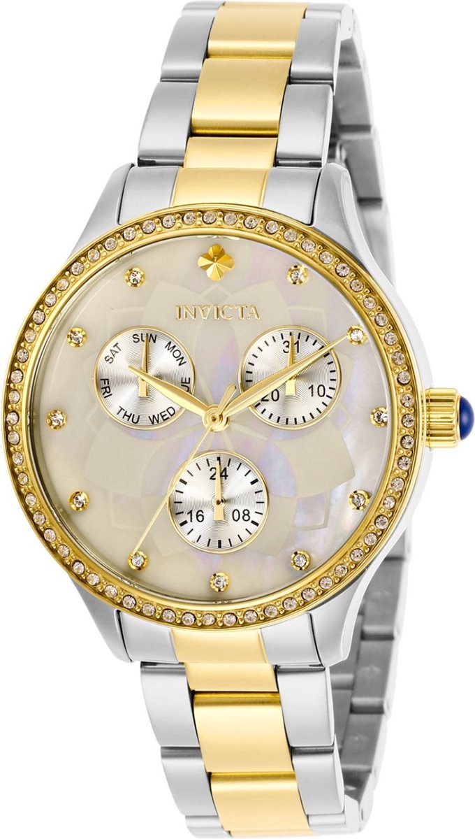 Invicta Wildflower 29099 Dames Horloge - Waterdicht - Analoog - Quartz Uurwerk - Roestvrij Staal met witte Wijzerplaat - 35mm