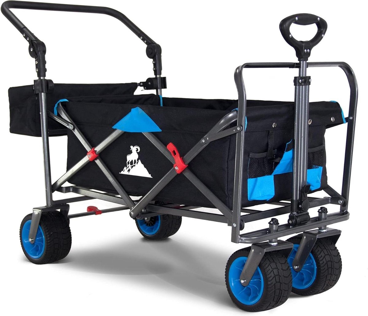 Opvouwbare vouwwagen handwagen - strandwagen inklapbaar met rem - transportwagen voor kinderen 90l 120kg