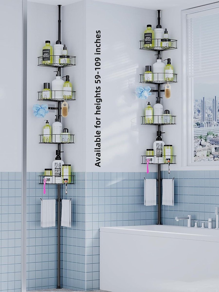 Etagere Douche Noir Support De Douche Debout Caddy De Douche D'angle Guadeloupe Rangement Sous Evier