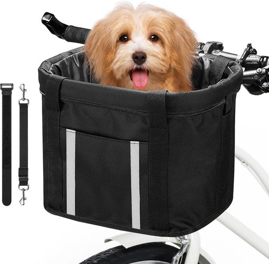 Panier Vélo Avant Pliable - Guidon - Pour Chat, Chien, Courses - Noir - Jusqu'à 5kg