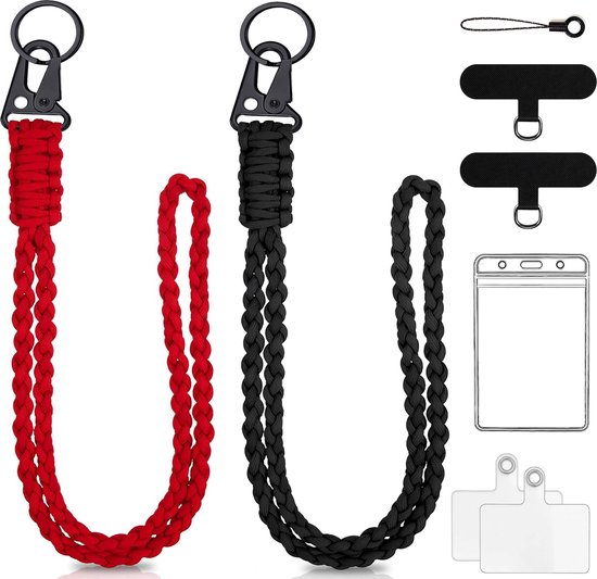 Foto: Paracord heavy duty lanyard keycord badgehouder musketonhaak keykoord sleutelhanger met sleutelringen universeel telefoonkoord telefoonketting koord sleutels badge houder telefoon gsm koord karabijnhaken sleutelkoord pashouder ketting