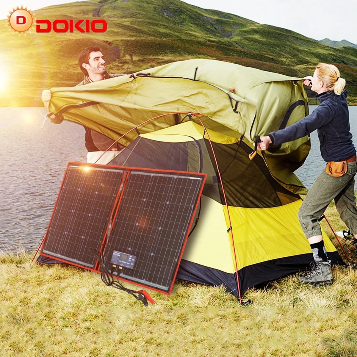 Roroa Zonnepaneel Zonnepanelen Complete Set Draagbaar & Opvouwbaar 100 W 12 V