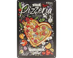 Wandbord – Pizzaria – Pizza - Italië - Vintage - Retro - Wanddecoratie – Reclame bord – Restaurant – Kroeg - Bar – Cafe - Horeca – Metal Sign - 20x30cm