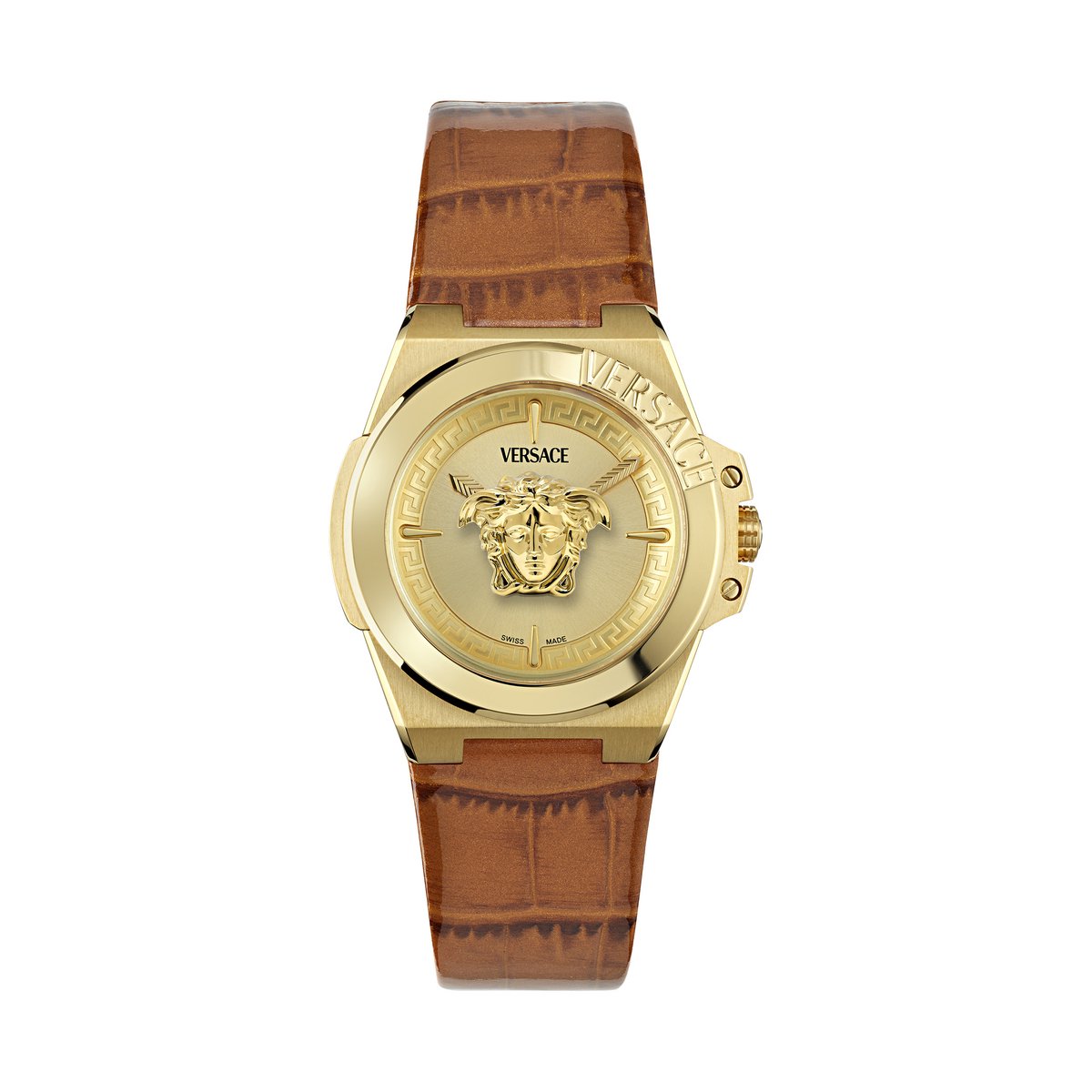 Versace Hera VE8D00224 Horloge - Leer - Bruin - Ø 37 mm