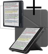 Hoes Geschikt voor Kobo Libra Colour Hoesje Bookcase Cover Book Case Hoes Sleepcover Trifold Met Screenprotector - Grijs