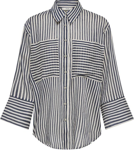 Jacqueline de Yong Blouse Jdymartina 7/8 Striped Shirt Wvn 15324978 Navy Blazer/cloud Dancer Dames Maat - L