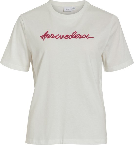 Vila T-shirt Visybil Arrividercy S/s T-shirt 14097444 Snow Arrivderc Dames Maat - L