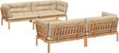 vidaXL - 5-delige - Loungeset - pallet - met - kussens - massief - acaciahout