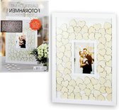Gastenboek met geïntegreerde fotolijst voor bruiloften - 72 harten van hout - te beschrijven - Brandsseller