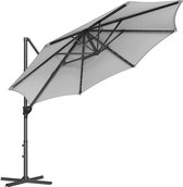 Rootz Cantilever Umbrella - Patio Umbrella - Outdoor Umbrella - Steel Frame - 180 g/m2 Polyester - Ø 300cm - 240cm Height - Dove Gray - 15.3kg - Solar Panel - Cross Base - Instructions
