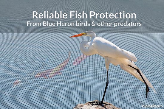 45m x 6m Vijvernet zwart - Koi Pond Netting - Heavy Duty fijn gaas net cover voor bladeren - beschermt koi vis tegen blauwe reiger vogels katten roofdieren UV-bescherming - herbruikbaar - AlpineReach — afbeelding 2