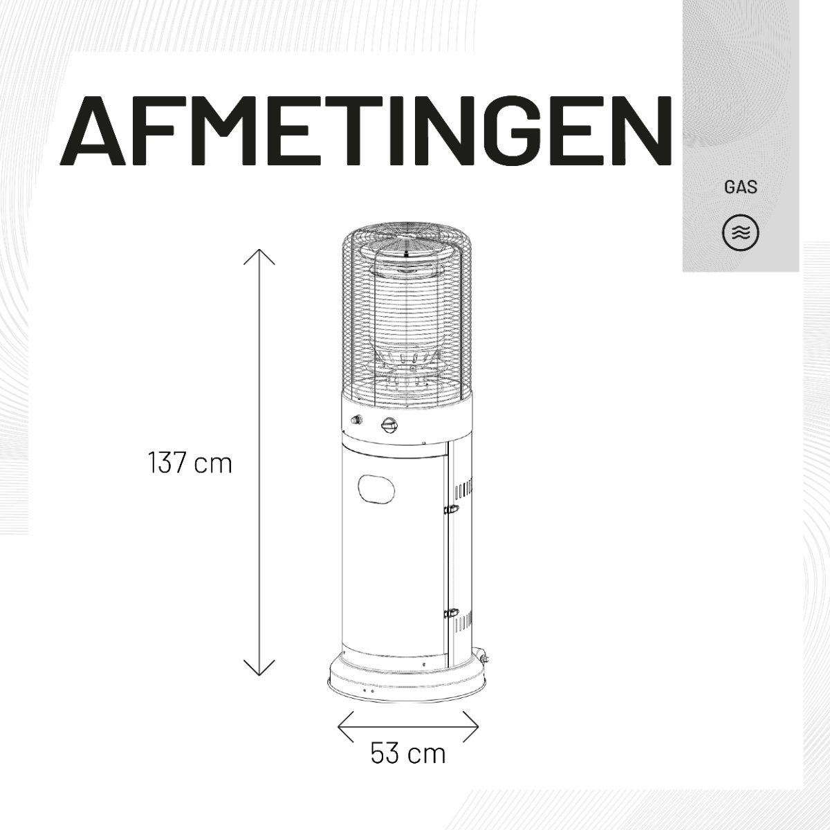 Sunred - COMBIDEAL - Heater & Hoes - Propus - Gas lijn - Grijs - Staand model - Terrasverwarmer - Gas - 10000 W - Verschillende standen - Piezo ontsteking - Gas heater - Compleet: incl. gasdrukregelaar & slang – foto 7
