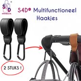 S4D® - Kinderwagen Tassenhaakjes - Boodschappenhaken - Buggy Accessoires - Tassenhanger - Set Van 2 STUKS ! - Zwart