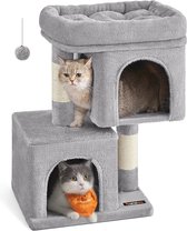 Rootz Cat Scratching Post - Cat Tree - Scratcher - Chipboard - Plush - Sisal - Prevents Tipping - Easy Assembly - Light Gray - 40cm x 30cm x 67cm