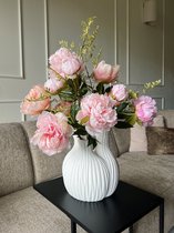 Zijden boeket - Kunst bloemen - pioenen - pioenrozen - licht roze - 60-65 cm - Large - zijden bloemen