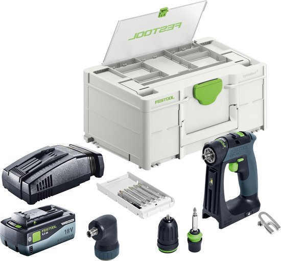 Festool CXS Basic accuschroefboormachine 18 V 40 Nm borstelloos + 1x accu 8.0 Ah + snellader + systainer
