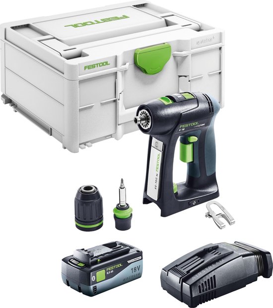 Festool C 18 Basic accuboormachine 18 V 45 Nm borstelloos + 1x accu 8,0 Ah + snellader + Systainer