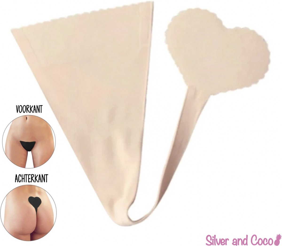 SilverAndCoco® - Plak String Naadloos / Seamless Onderbroek Dames / Zacht Brazilian Slipje / Naadloos Stretch Ondergoed Vrouw / Strings Dames Lingerie Broekje Slip - Nude / Beige Medium M