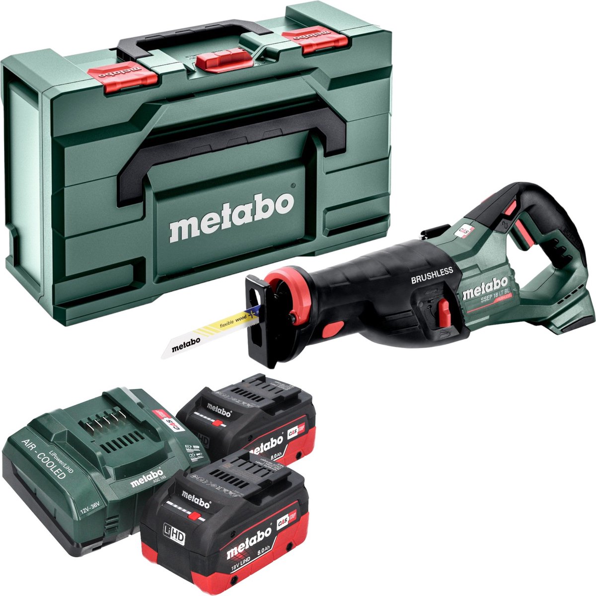 Metabo SSEP 18 LT BL accu reciprozaag 18 V 32 mm borstelloos + 2x LiHD accu 8.0 Ah + lader + metabox