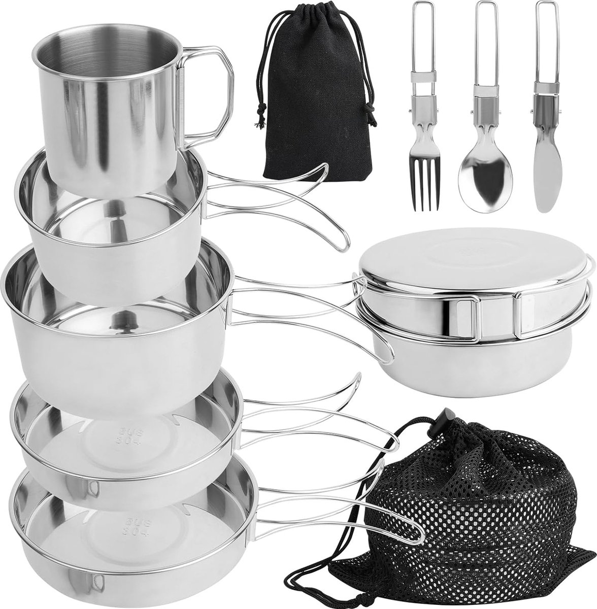 NATUMO ® Vaisselle Camping, Set Complet de Couverts 1 Personne, Assiette, Tasse Isotherme, Paille en INOX Réutilisable, Portable | Pique Nique, Voyage