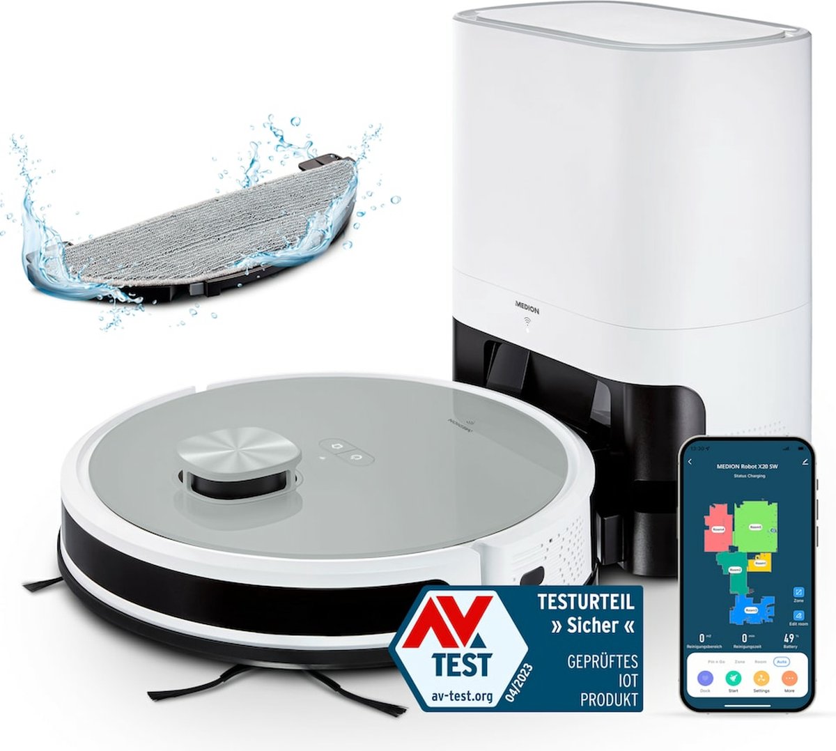 MEDION X21 SW Robotstofzuiger met Afvoerstation