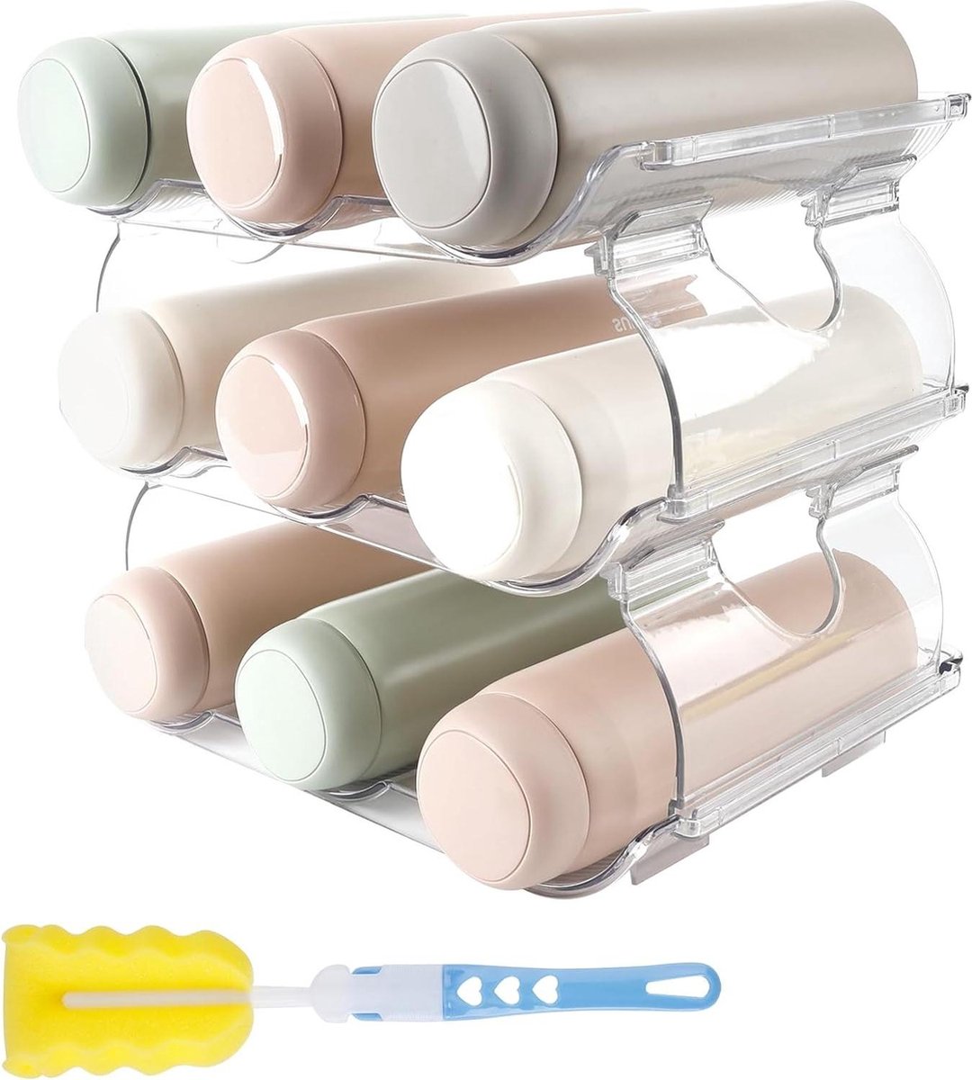 Waterfles Organisator voor Kast Stapelbaar Flessenrek voor Keuken Transparant water bottle organizer