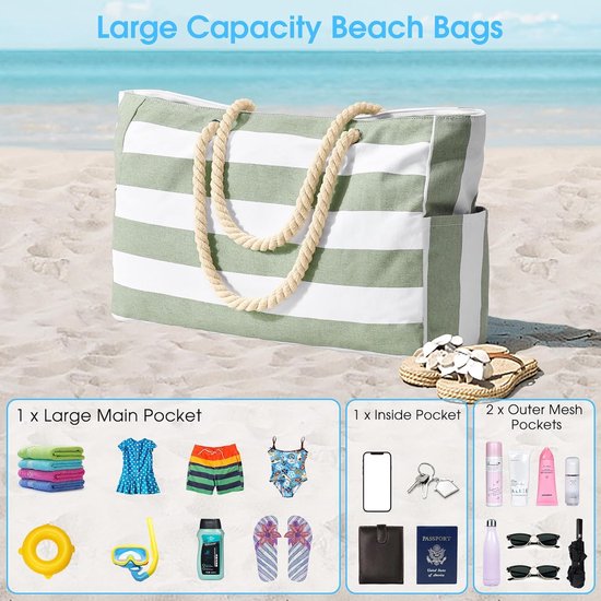 Strandtas Strepen Tote Bag Badtas Waterdicht Strandtas Groot Met 
