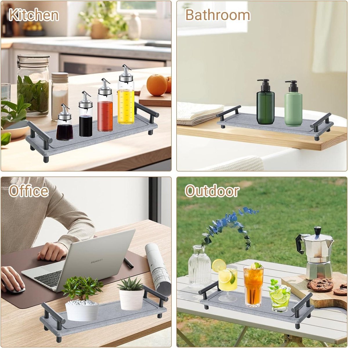 LeKuni Waterabsorberende diatomiet zeepbakje, diatomiet badkamerzeephouder, waterabsorberende steen, gebruikt voor planten en toiletartikelen in het moderne huis (wit, 4