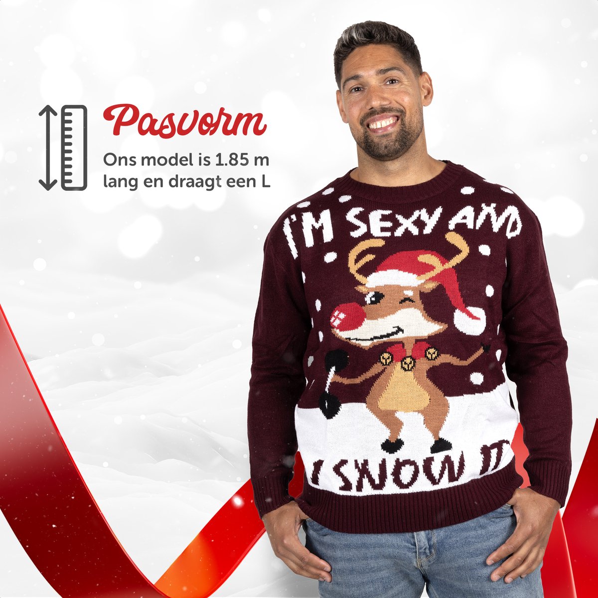 Foute Kersttrui Dames & Heren - Christmas Sweater "I'm Sexy & I Snow it" - Mannen & Vrouwen Maat XXL — afbeelding 7