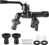 Robinet Double Sortie Jardin 3/4'' Laiton - Robinet Eau Extérieur Double Antirouille