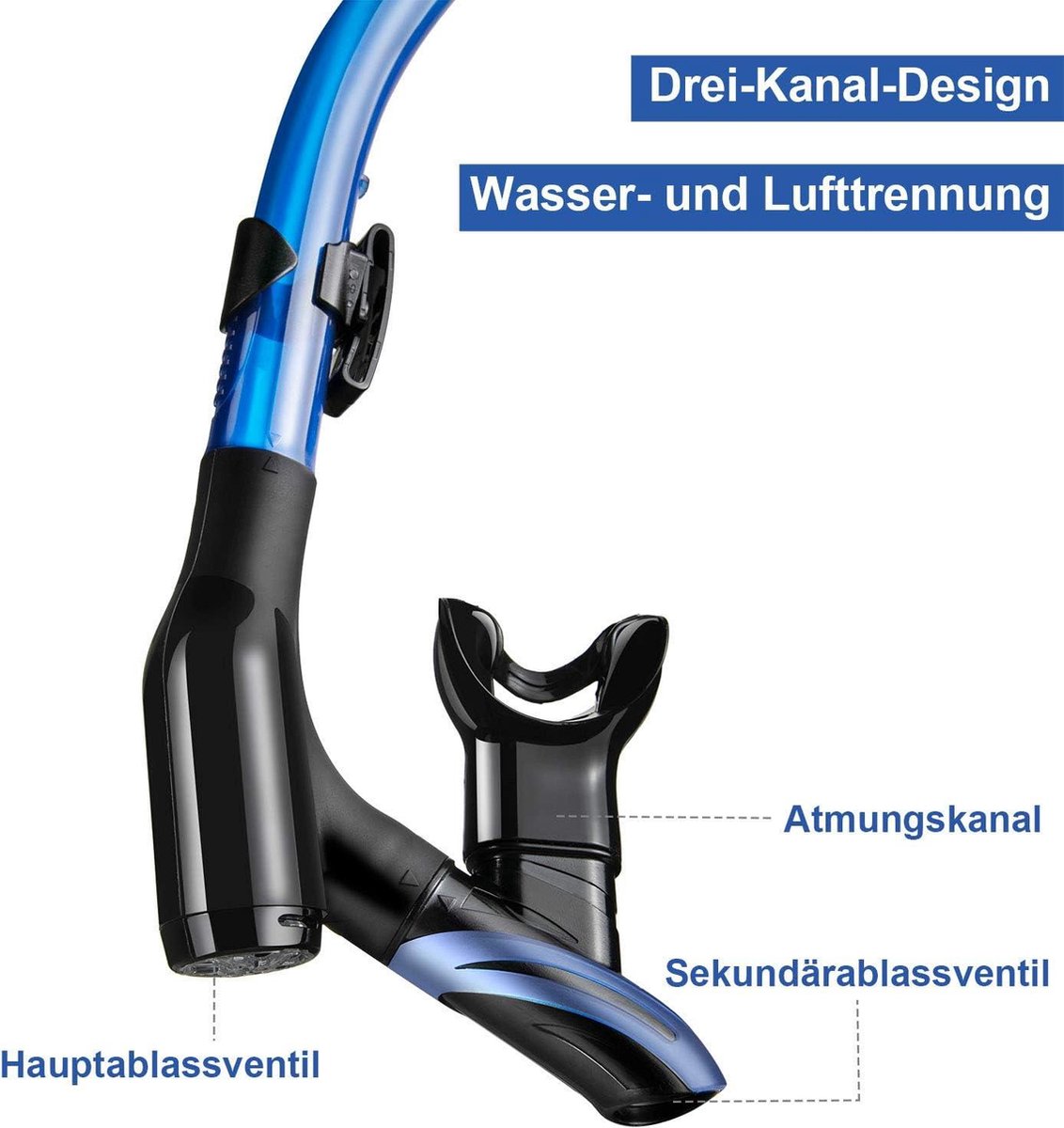 Dorlle Snorkelset, verbeterd panoramasnorkelmasker, waterdicht duikmasker, anti-condens, anti-lek, gehard glas, met 3-kanaals premium droge snorkel voor volwassenen