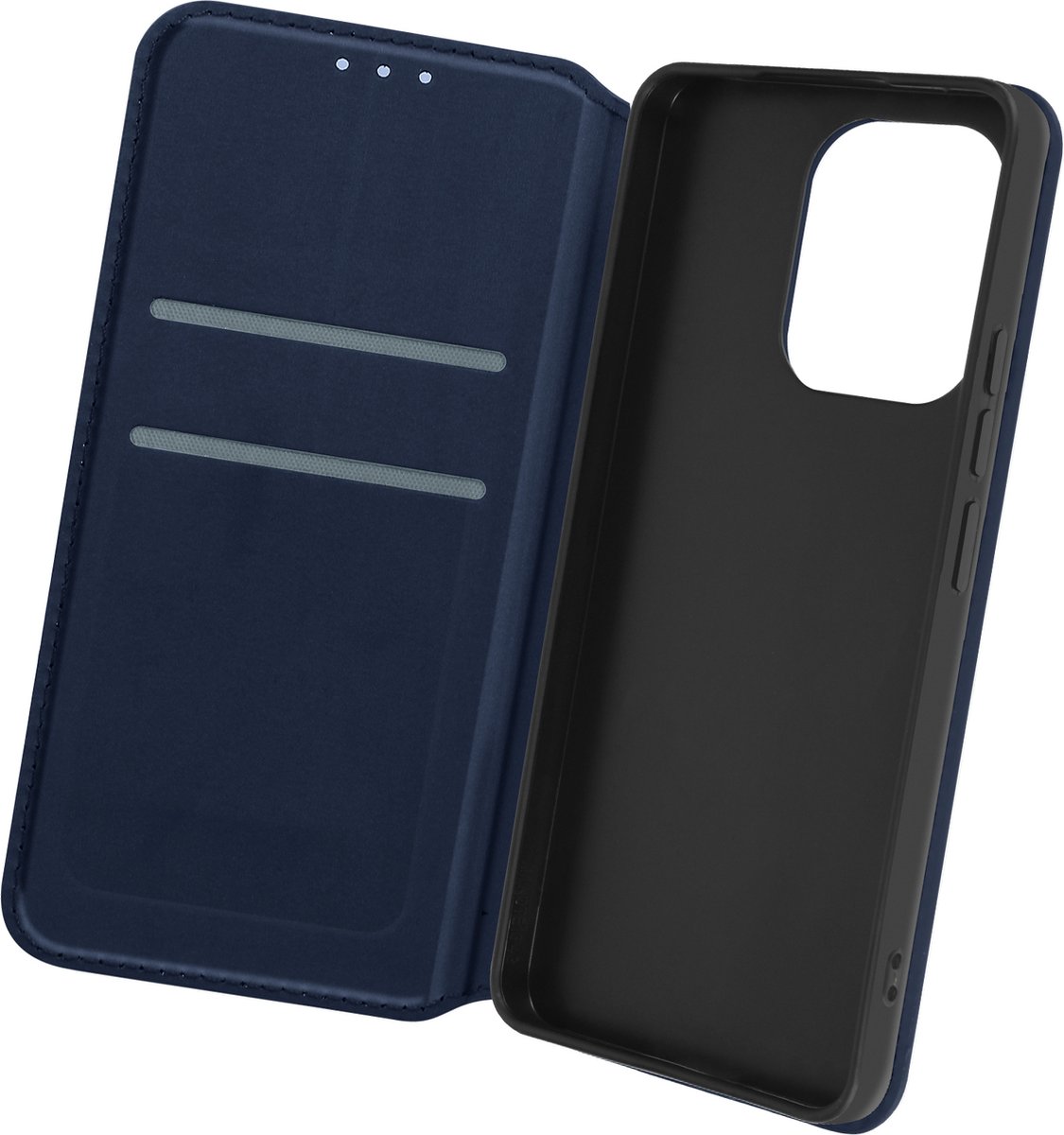 Avizar Foliohoes Geschikt voor Xiaomi Redmi Note 13 4G Multifunctioneel, Nachtblauw