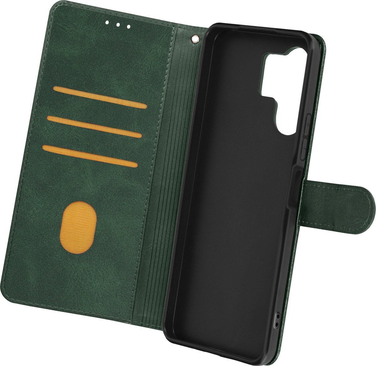 Avizar Foliohoes Geschikt voor Xiaomi Poco M6 Portemonnee met handriem, Donkergroen