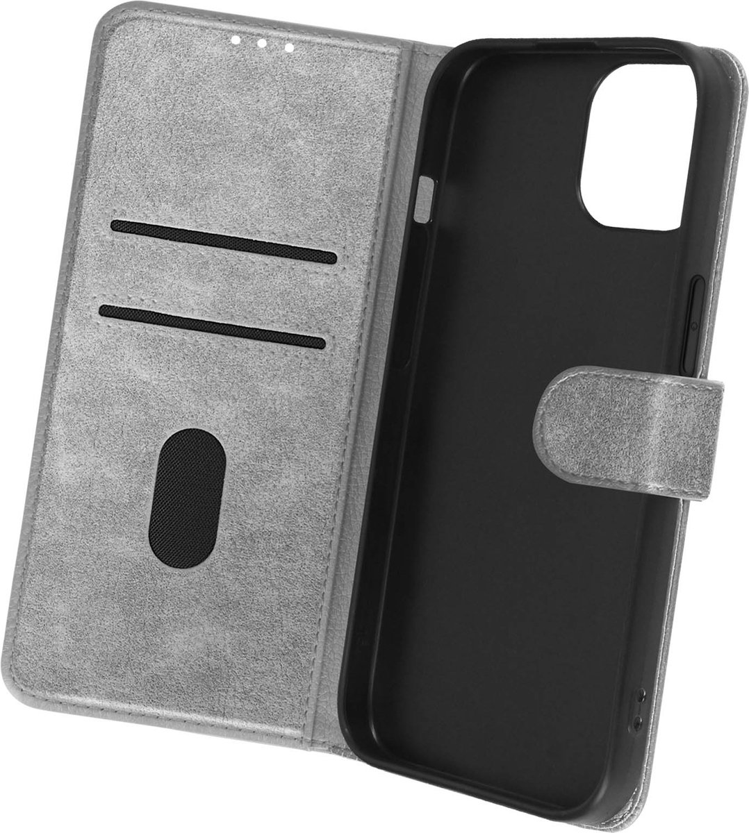 Avizar Foliohoes Geschikt voor iPhone 15 Portfolio en video-ondersteuning, Grijs