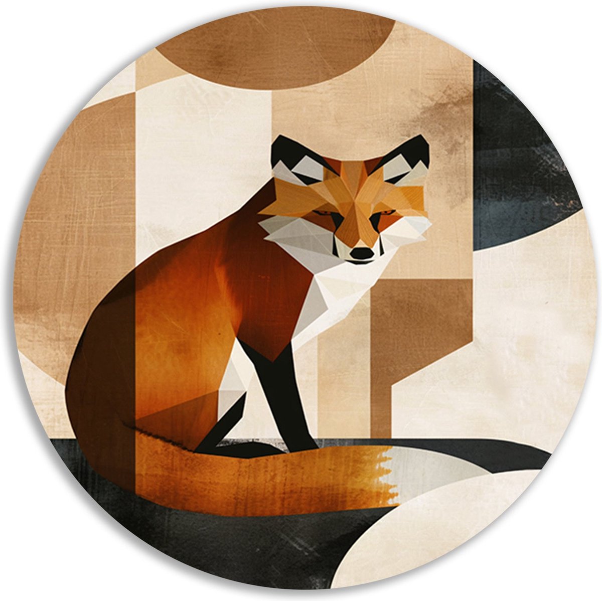 Vos wandcirkels - Dieren schilderij rond - Wanddecoratie rond Vormen - Moderne schilderije