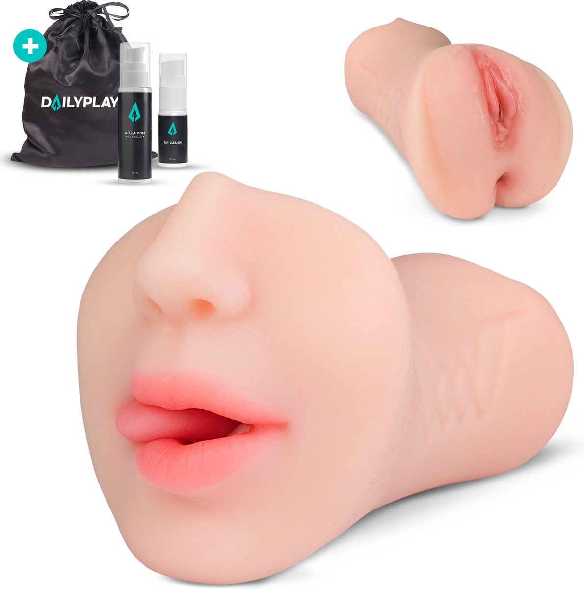 Goedkoopste DailyPlay Pocket Pussy voor Man - 3 in 1 – Blowjob Masturbator met Kont en Kunst Vagina – Sex Toys Mannen en Koppels – Nep Kut