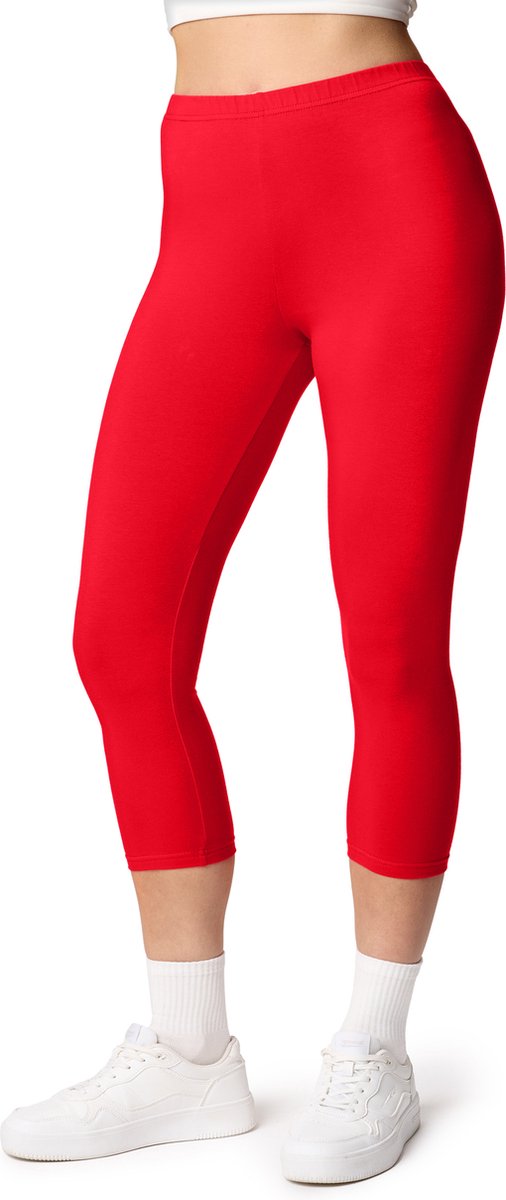 Ladeheid LA-LA40-132-LE Dames Capri Leggings - Sport - Vrijetijdsbroek - 3/4 Lengte - Katoen - Sporbroek - Yogabroek - Rood - S