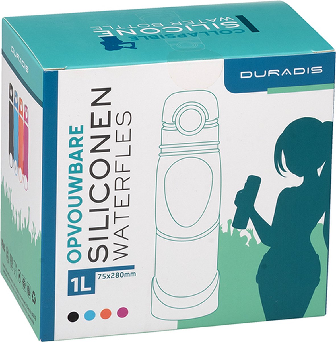 Duradis - Opvouwbare waterfles - Drinkfles - Waterzak - Duurzaam - Siliconen - 1000 ml - Blauw — cadeau in Sport & Outdoor - foto 2