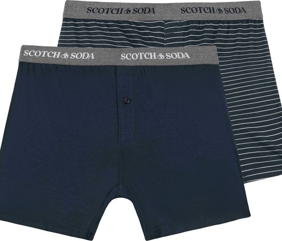 Scotch Soda 2PK MENS COTTON MODAL KNIT BOXER BRIEF UNDERWEAR Heren Onderbroek Navy. bol