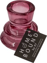 HomeBound by KY | Glazen kaarsenstandaard roze | 6x6x6cm | omkeerbare kaarsenstandaard