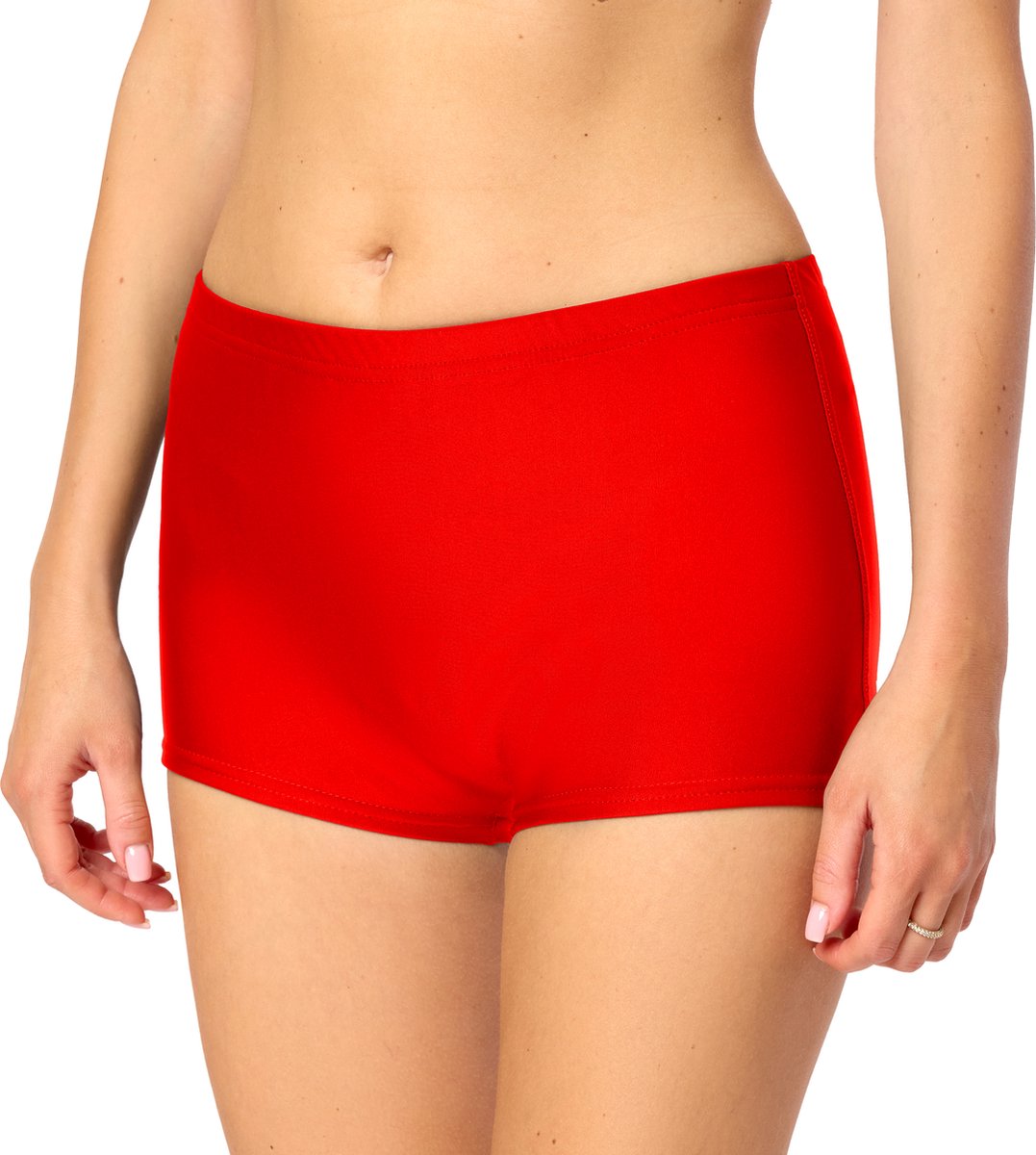 Bellivalini BLV-Leila Dames Zwembroek - Zwemshorts - Bikinibroekje - Elastische tailleband - Polyamide & Elastaan - Redcoat - S
