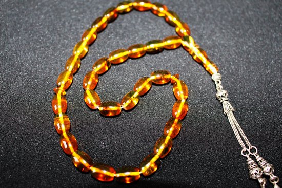 Foto: Tesbih rozenkrans tasbih misbaha barnsteen amber met 925k zilver