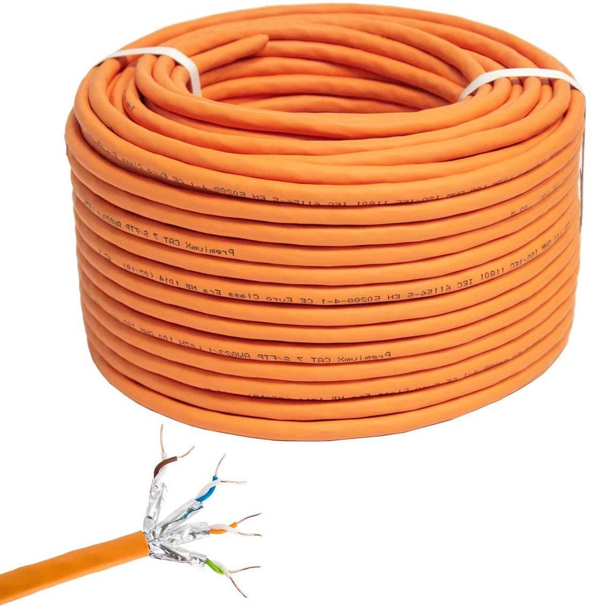Image of 50 meter CAT 7 netwerkkabel - Simplex LAN-kabel voor Ethernet dataoverdracht - S/FTP PiMF PoE Eca installatiekabel