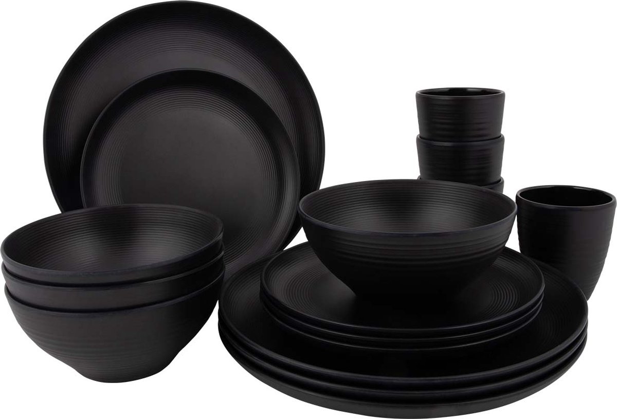 Bo-Camp - Industrial - Servies - Orville - 16 Stuks - Zwart