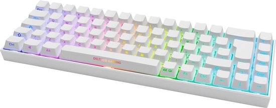 Deltaco GAM-100-W-US, Bedraad en draadloos, USB + Bluetooth, Mechanisch toetsenbord, QWERTY, RGB LED, Wit
