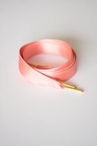 Lacets plats satin luxe - rose corail large - 120cm avec lacets épingles dorées pour bottes de marche, bottes de travail et plus