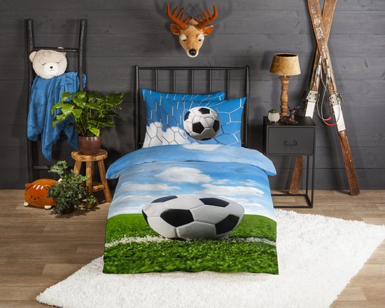 Good Morning Kinderdekbedovertrek "voetbal" - Multi - (140x200/220 cm) - Katoen Flanel van Merkloos — afbeelding 4