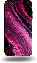 Smartphonica Telefoonhoesje geschikt voor iPhone SE(2020-2022) met marmer opdruk - TPU backcover case marble design - Paars Roze geschikt voor iPhone SE (2020)