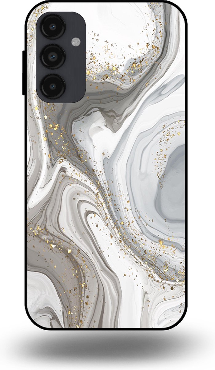 Smartphonica Telefoonhoesje geschikt voor Samsung Galaxy A34 5G met marmer opdruk - TPU backcover case marble design - Zilver geschikt voor Samsung Galaxy A34 5G